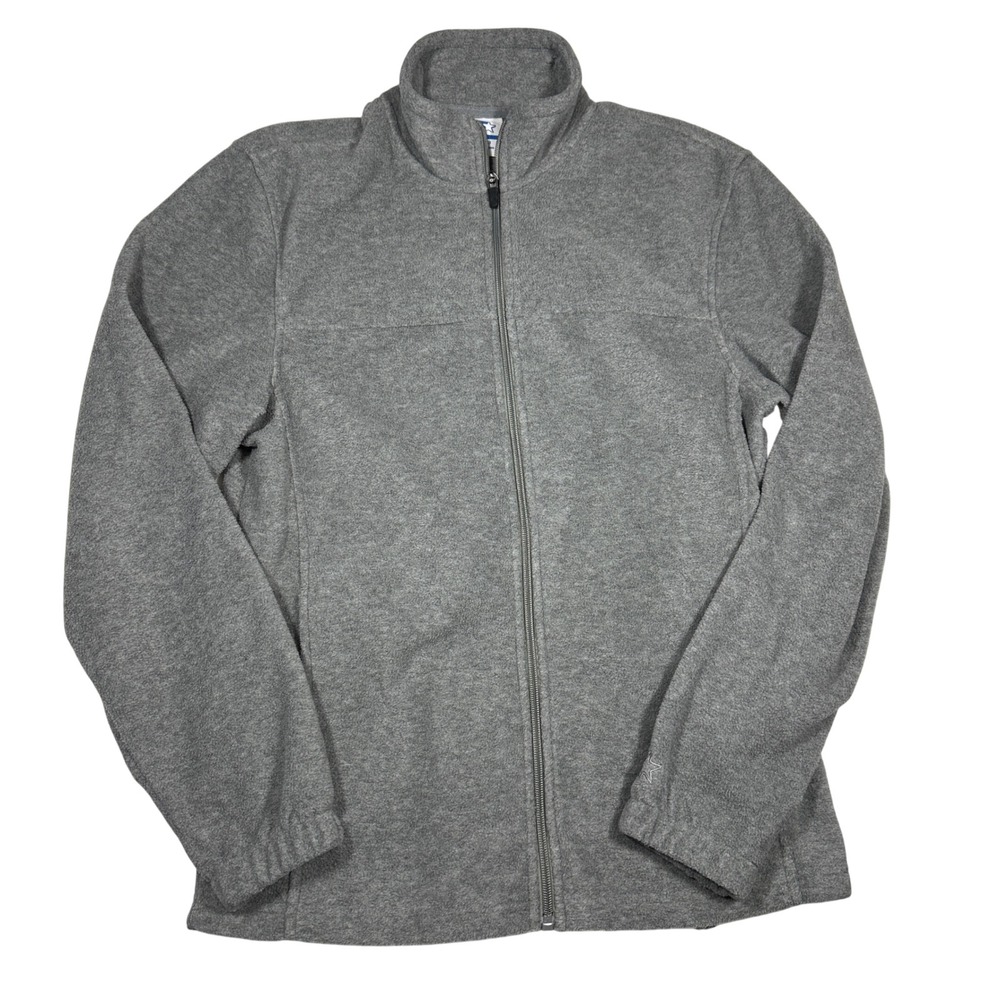 VTG Starter Full Zip Fleece Jacket Gray Mock Neck Size Small Athletic Layer